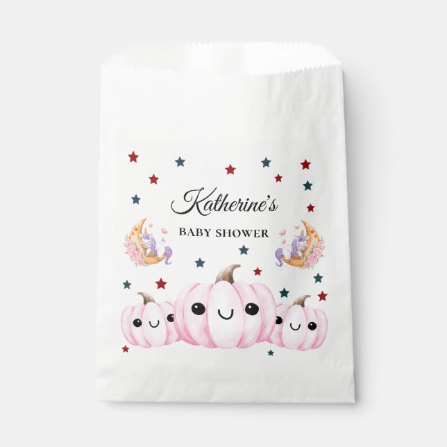 Cute Pumpkin Is On The Way | Halloween Baby Shower Favor Bag (Front)