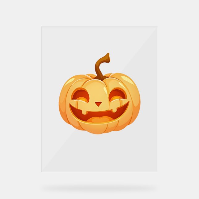 Cute Pumpkin Jack O Lantern Turtle Sea Halloween C Acrylic Sign (Front)