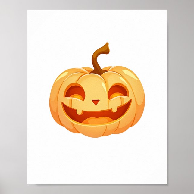 Cute Pumpkin Jack O Lantern Turtle Sea Halloween C Poster (Front)