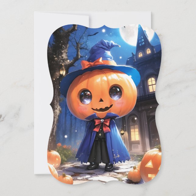 Cute Pumpkin Jackolantern Halloween Baby Shower Invitation (Back)