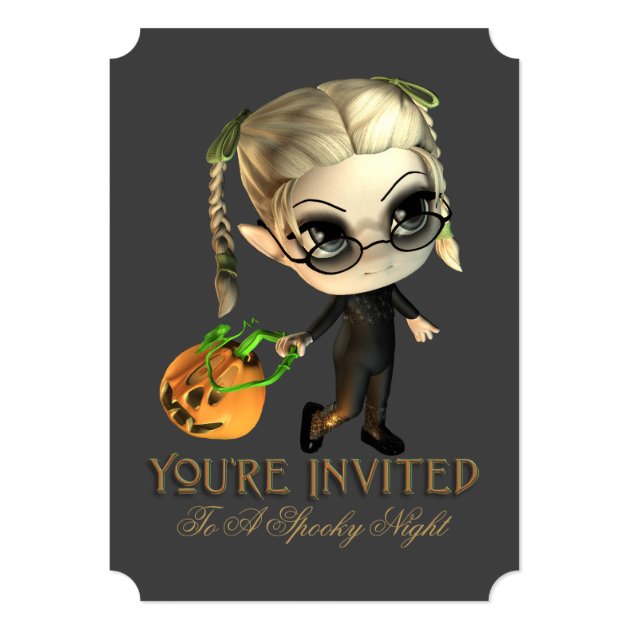 Cute Pumpkin Kid Halloween Party Invitation