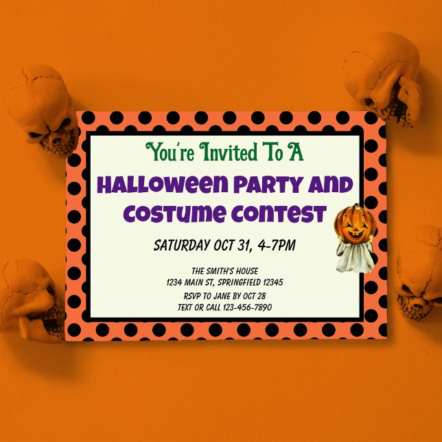 Cute Pumpkin Kids Halloween Costume Contest   Invitation (Creator Uploaded)