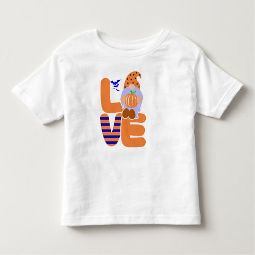 Cute Pumpkin Love Print Halloween Gnome Toddler Toddler T_shirt