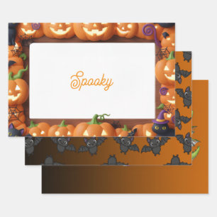 Cute Pumpkin Monsters Spooky and intersting Wrapping Paper Sheets