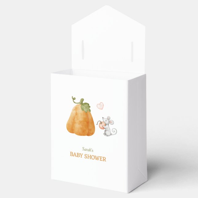 Cute Pumpkin Mouse Fall Baby Shower Favor Boxes (Opened)