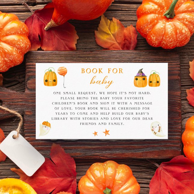 Cute Pumpkin On the Way Baby Shower Book for Baby Enclosure Card (Creator Uploaded)