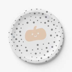 Cute Pumpkin Orange and Black Confetti Design Paper Plates