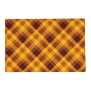 Cute Pumpkin Orange Plaid Laminated Placemat