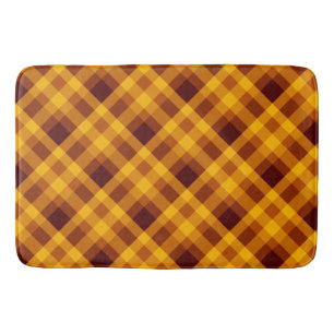 Cute Pumpkin Orange Plaid Large Bath Mat
