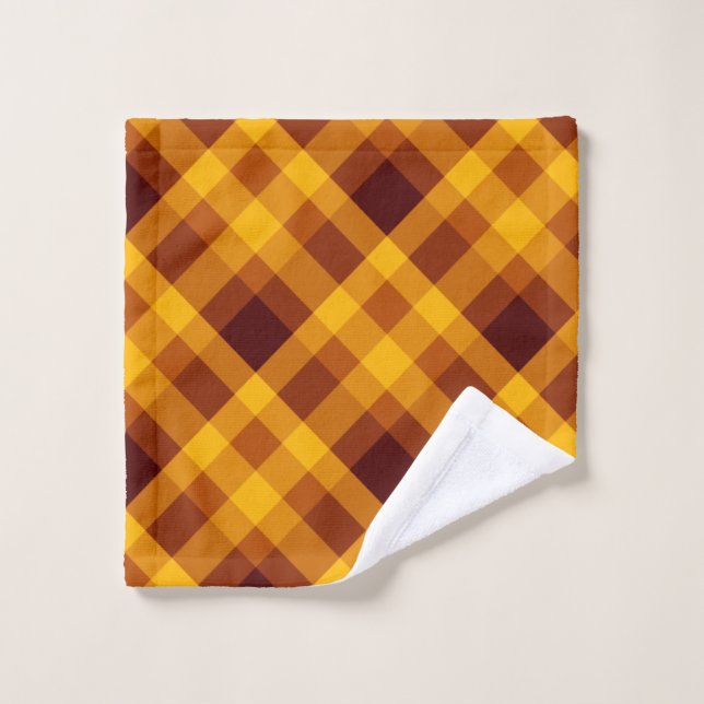 Cute Pumpkin Orange Plaid Washcloth (Wash Cloth)