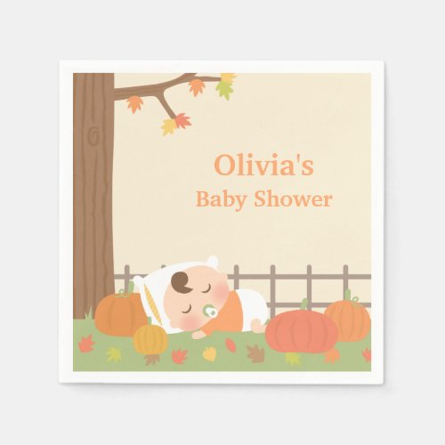 Cute Pumpkin Patch Baby Shower Napkins