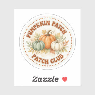 Cute Pumpkin Patch Club Retro Autumn Fall Sticker