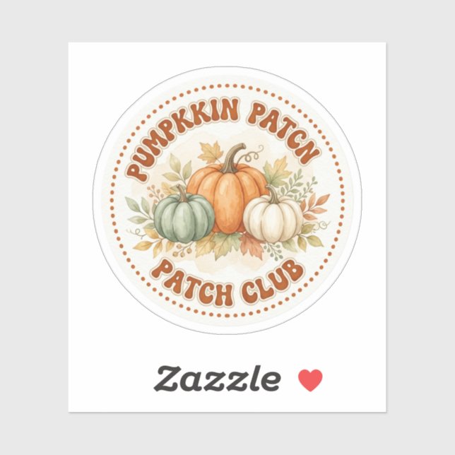 Cute Pumpkin Patch Club Retro Autumn Fall Sticker (Sheet)