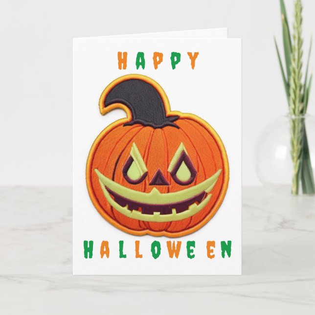 Cute Pumpkin Patch Halloween Card (Front)