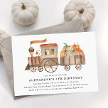 Cute Pumpkin Patch Kid's Birthday Party Invitation<br><div class="desc">Invite loved ones to their birthday party with our Pumpkin Patch birthday party invitations. The fall-themed birthday party invites feature a hand-painted watercolor train, freight car with a load of green and orange pumpkins, and a cute hedgehog conductor. Personalize the pumpkin patch birthday party invites by adding the child's name...</div>