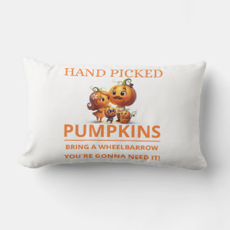 Cute Pumpkin Patch Kids Hand Picked Pumpkins Throw Lumbar Pillow
