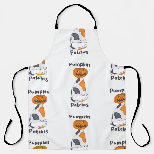 Cute Pumpkin Patches Halloween Calico Cat Pattern  Apron (Front)
