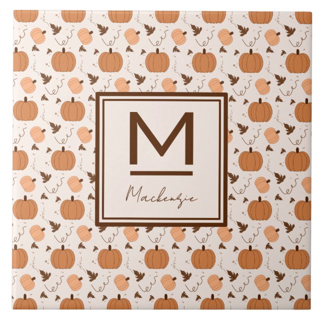 Cute Pumpkin Pattern Ceramic Tile (Front)