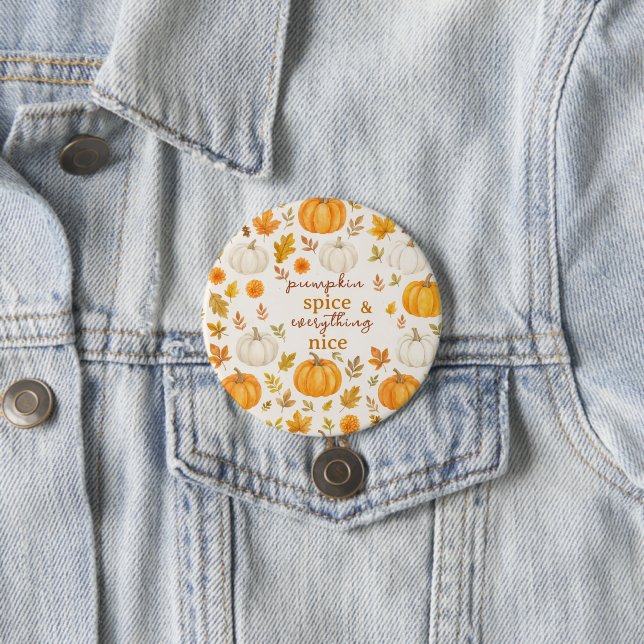 Cute Pumpkin Pattern | Thanksgiving  Button (In Situ)