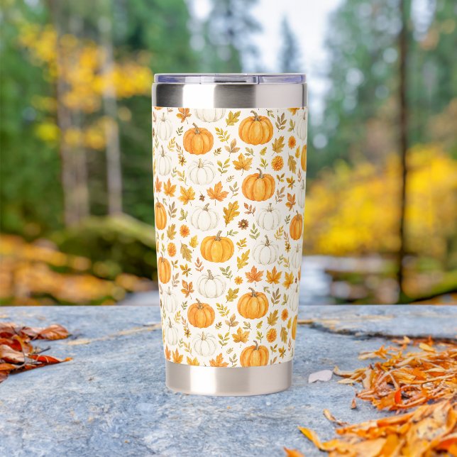 Cute Pumpkin Pattern | Thanksgiving  Insulated Tumbler (Outdoor (Rotated))