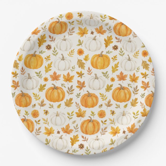 Cute Pumpkin Pattern | Thanksgiving  Paper Plates (Front)