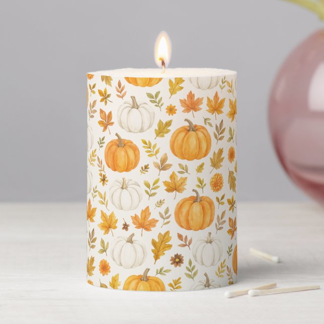 Cute Pumpkin Pattern | Thanksgiving  Pillar Candle (In Situ)