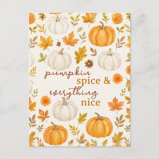 Cute Pumpkin Pattern | Thanksgiving  Postcard (Front)