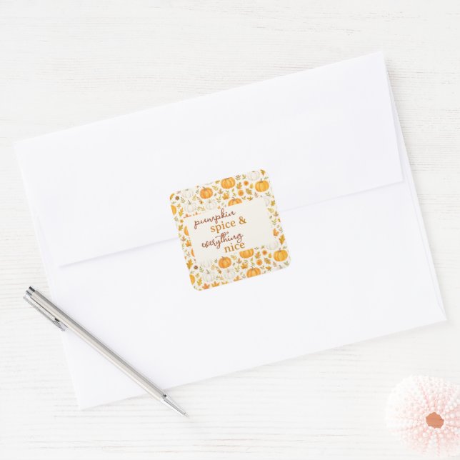 Cute Pumpkin Pattern | Thanksgiving  Square Sticker (Envelope)