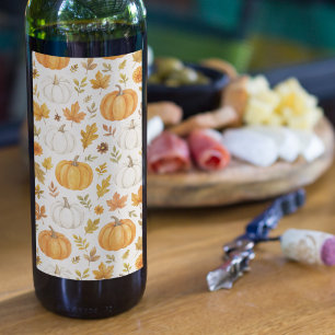 Cute Pumpkin Pattern   Thanksgiving  Wine Label