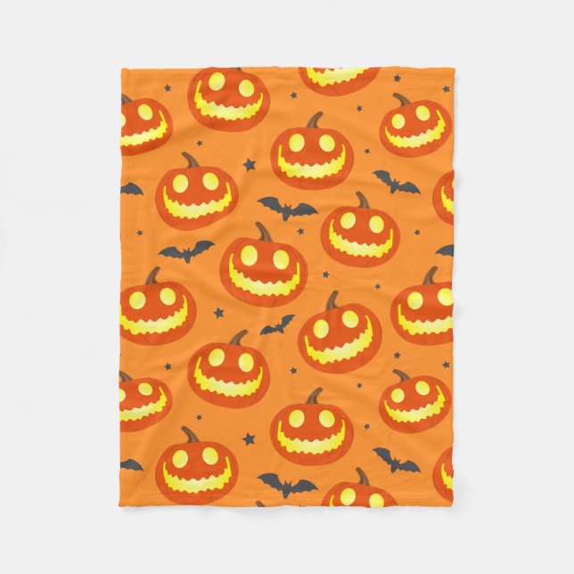 Cute Pumpkin Patterned Fleece Blanket (Front)