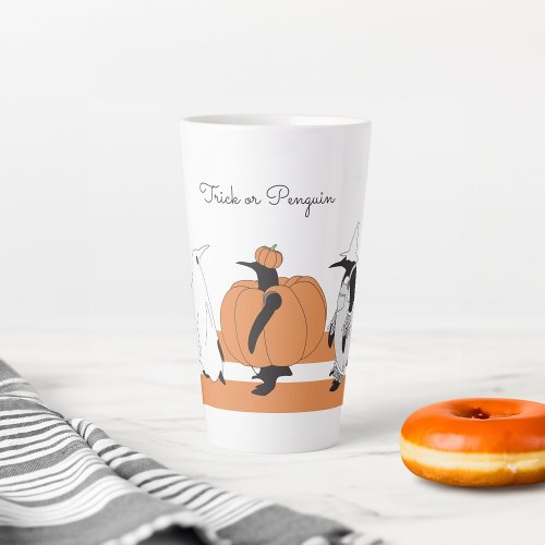 Cute Pumpkin Penguin Funny Halloween Latte Mug