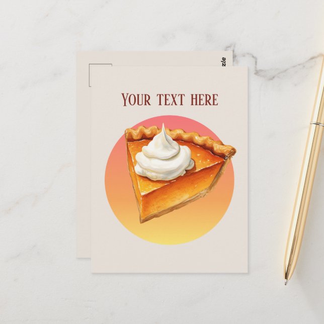 Cute pumpkin pie add message  postcard (Front/Back In Situ)