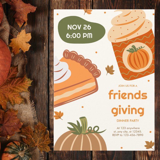 Cute Pumpkin Pie and Cupcake Friendsgiving Invitation (Creator Uploaded)