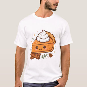Cute Pumpkin Pie Kawaii Fall Dessert Art T-Shirt