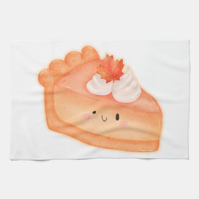 Cute Pumpkin Pie Slice Kitchen Towel (Horizontal)