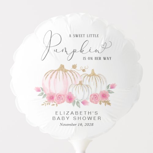 Cute Pumpkin Pink Floral Baby Girl Shower Balloon