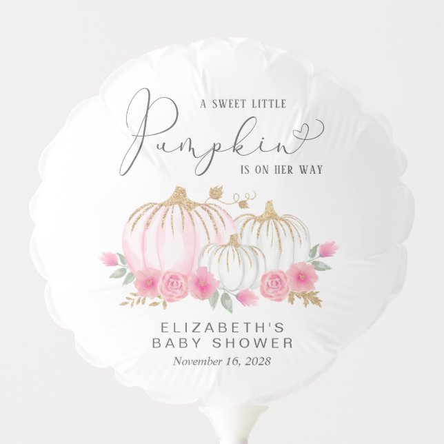 Cute Pumpkin Pink Floral Baby Girl Shower Balloon (Front)
