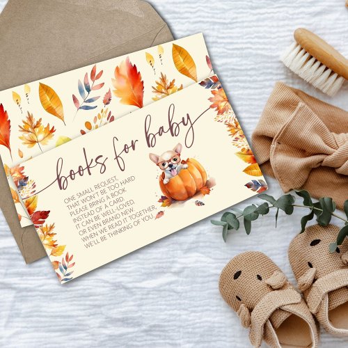 Cute Pumpkin Puppy Baby Shower Book Request Enclosure Card