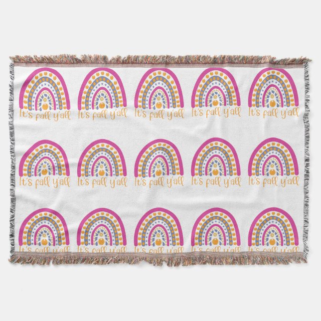 Cute Pumpkin Rainbow Throw Blanket (Front)
