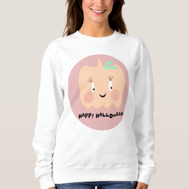 Cute Pumpkin Retro Letters Happy Halloween Sweatshirt (Front)
