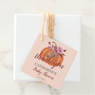 Cute Pumpkin Rustic Autumn Baby Shower Thank You Favor Tags