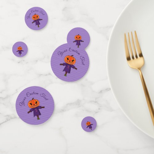 Cute Pumpkin Scarecrow Purple Striped Halloween  Confetti