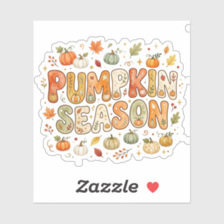 Cute Pumpkin Season Retro Autumn Fall Sticker