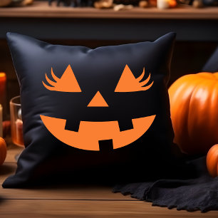 Cute Pumpkin Smile Halloween Throw Pillow