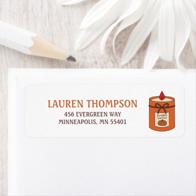 Cute Pumpkin Spice Candle Fall Return Address Label (Insitu)