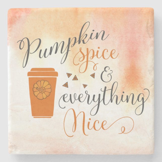 Cute Pumpkin Spice Coffee Celebration Stone Coaster (Front)