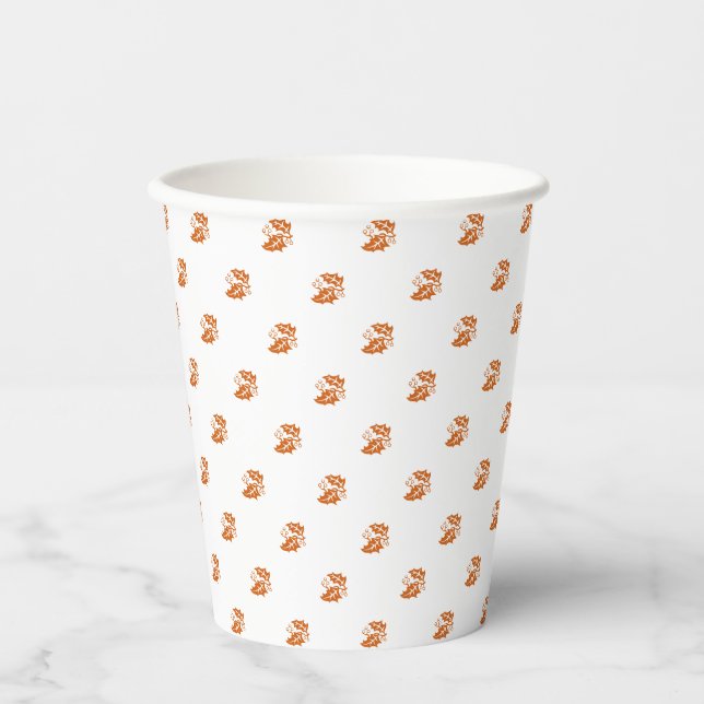Cute pumpkin spice fall foliage leaf pattern paper cups (Front)