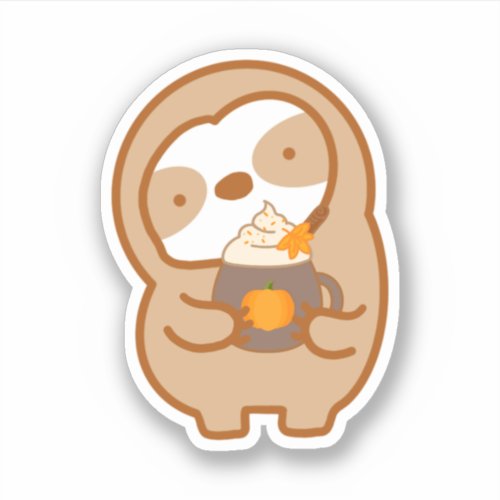 Cute Pumpkin Spice Latte Sloth  Sticker