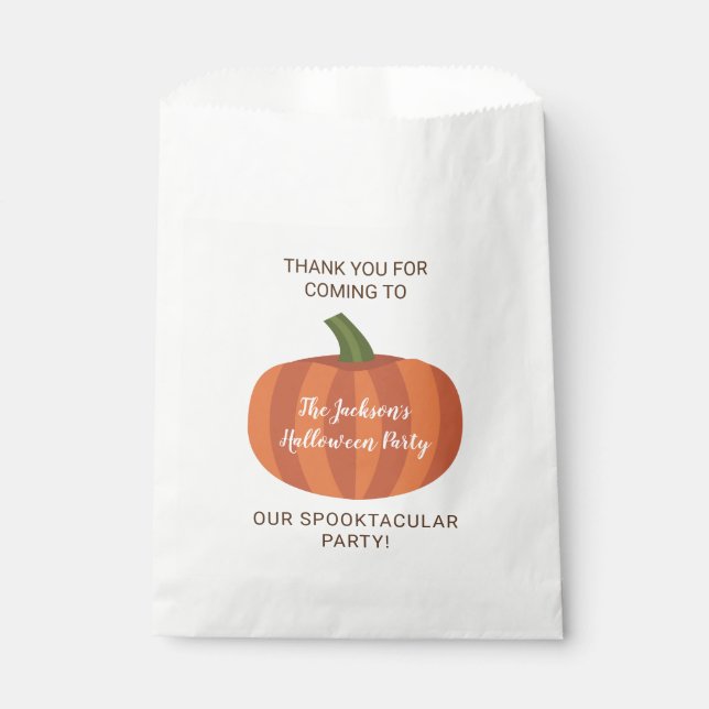 Cute Pumpkin Spooktacular Halloween Party Favor Bag (Front)