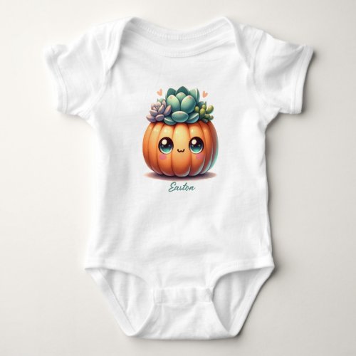 Cute Pumpkin Succulent Planter Baby Bodysuit
